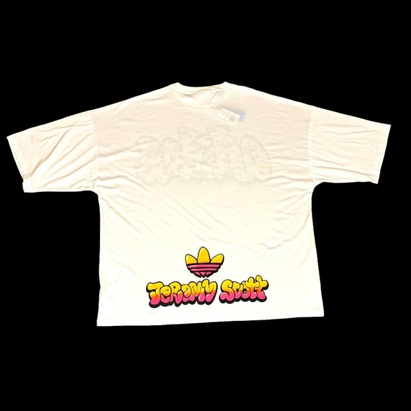 adidas Originals x Jeremy Scott one size t-shirt dress in white with gra… - Picture 4 of 8